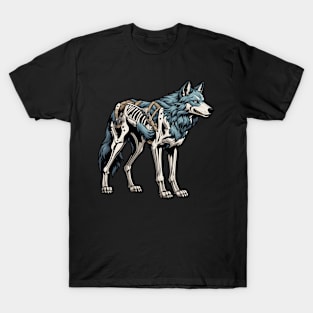 Wolf Skeleton Illustration T-Shirt